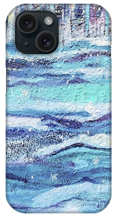 Blue iPhone Case featuring the painting Blue Rhytm Fantasy by Evelina Popilian