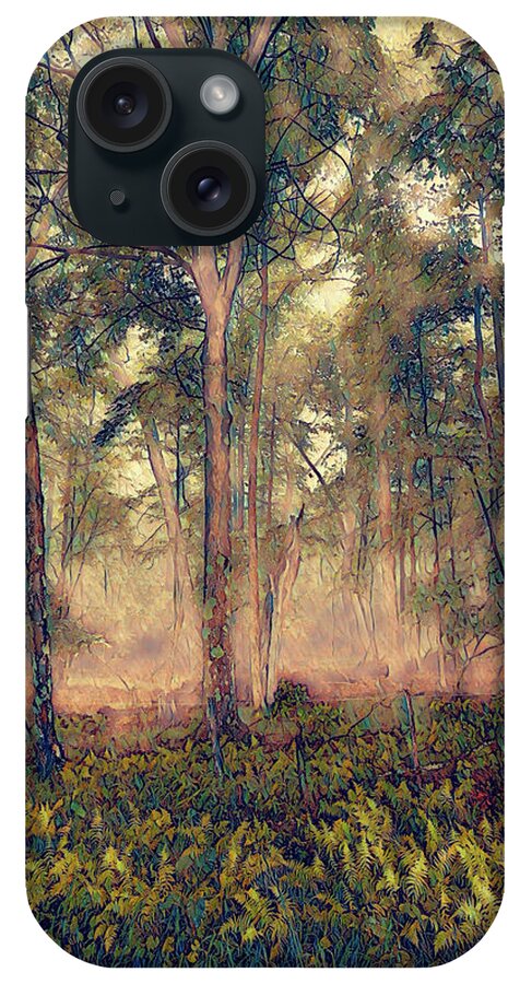 Mountains iPhone Case featuring the photograph Blue Ridge Glowing Ferns in the Forest ai 0409 by Dan Carmichael