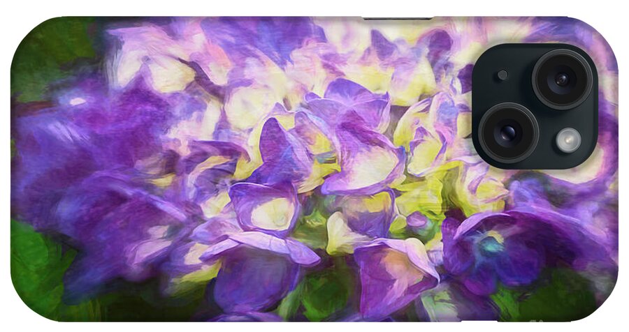 Blue iPhone Case featuring the digital art Blue Tango Floral by Jean OKeeffe Macro Abundance Art