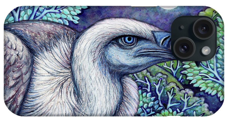 Vulture iPhone Case featuring the painting Blue Vulture Moon by Amy E Fraser