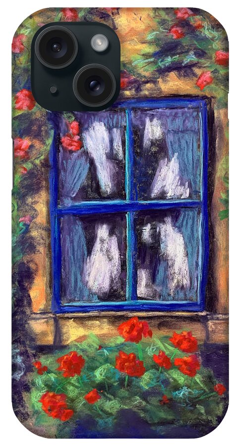 Window iPhone Case featuring the painting Blue Window by Jan Chesler
