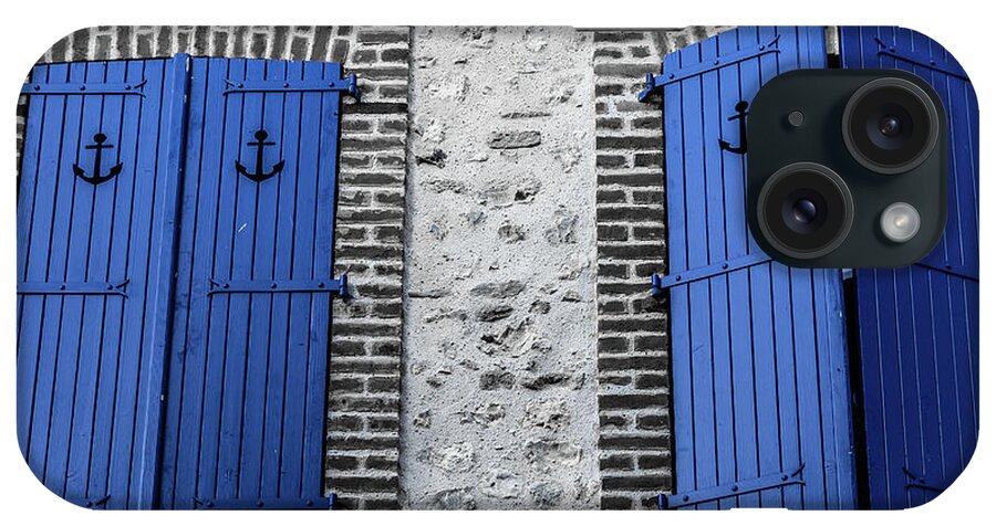 Port City iPhone Case featuring the photograph Blue windows in Normandy, France by Fabiano Di Paolo
