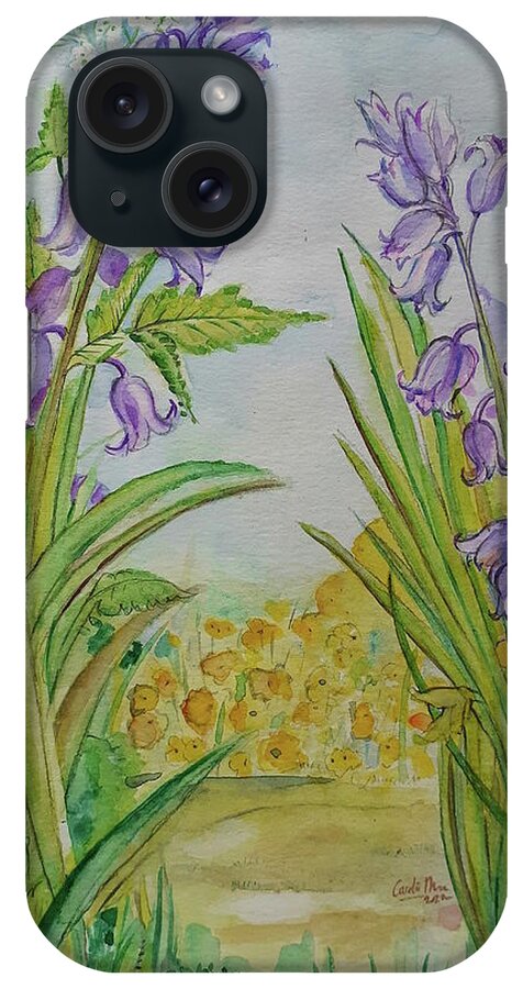 Bluebells iPhone Case featuring the drawing Bluebells by Carolina Prieto Moreno