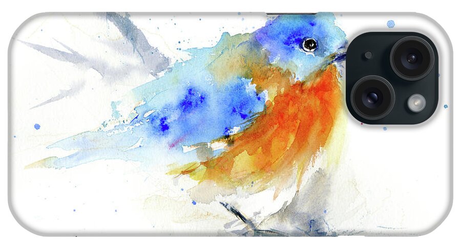 Bird iPhone Case featuring the painting Bluebird on Branch by Christy Lemp