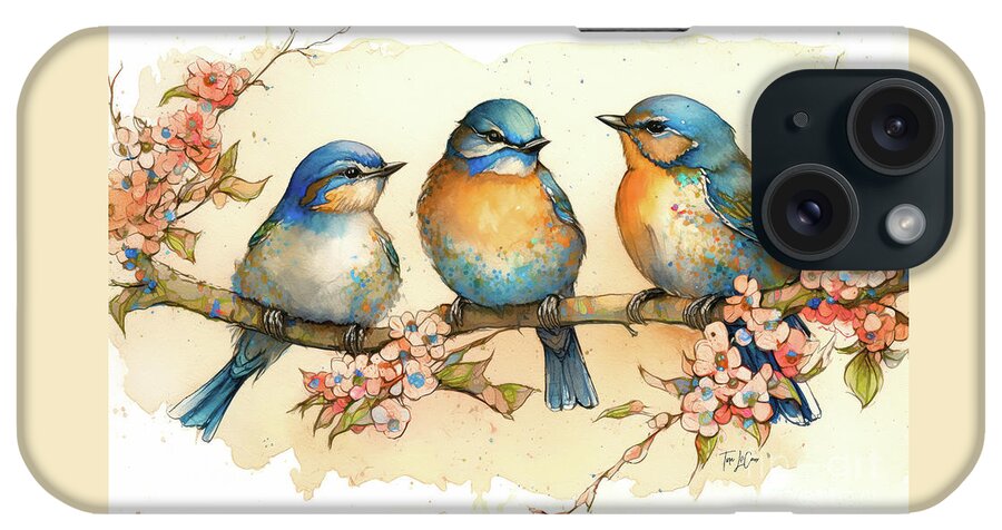 Bluebirds iPhone Case featuring the painting Bluebirds In The Blossoms by Tina LeCour