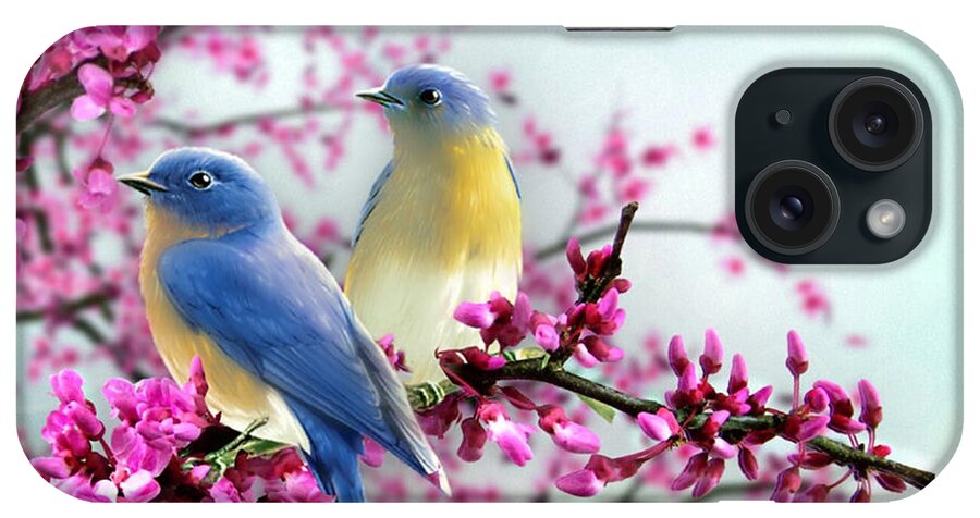 Bluebirds iPhone Case featuring the digital art Bluebirds by Morag Bates