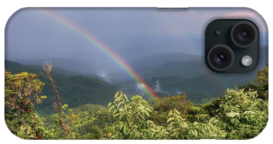 Rainbow iPhone Case featuring the photograph Bluff Mountain Double Rainbow - Blue Ridge Mountains by Susan Rissi Tregoning