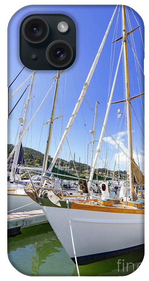 Wingsdomain iPhone Case featuring the photograph Boats at the Sausalito Harbor Docks in Sausalito California DSC7097 by Wingsdomain Art and Photography