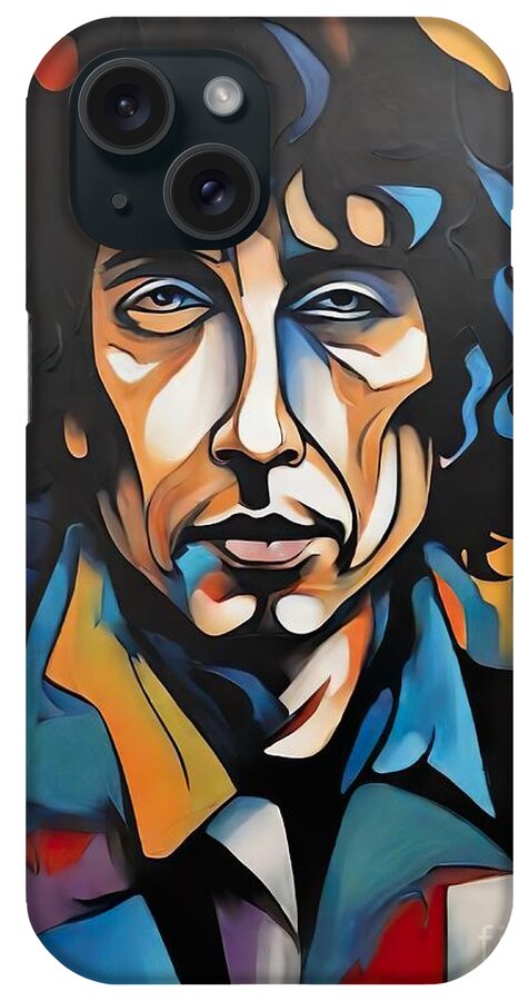 Bob Dylan iPhone Case featuring the digital art Bob Dylan Abstract by Movie World Posters