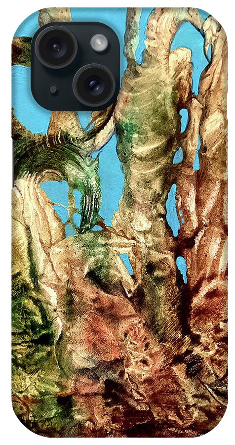 Decalcomania iPhone Case featuring the painting Bogomil Alien Landscape 2 by Otto Rapp