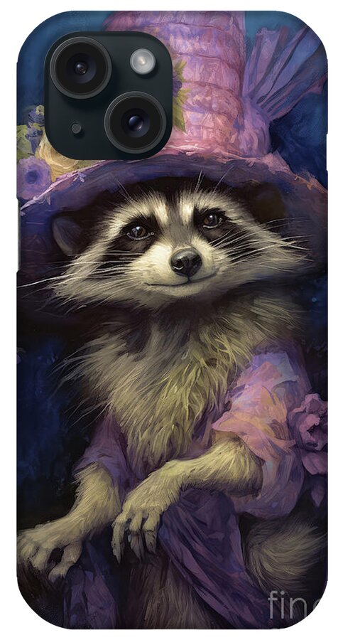 Raccoon iPhone Case featuring the painting Bohemian Raccoon by Tina LeCour