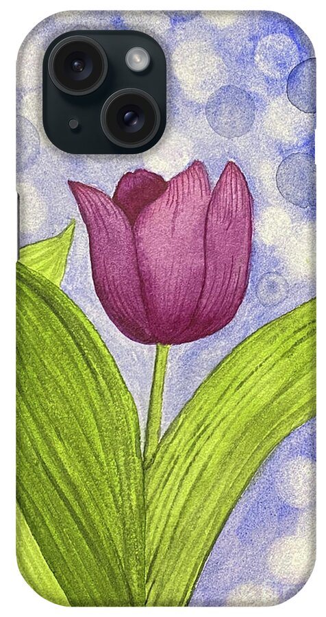 Tulip iPhone Case featuring the painting Bokeh Tulip by Lisa Neuman