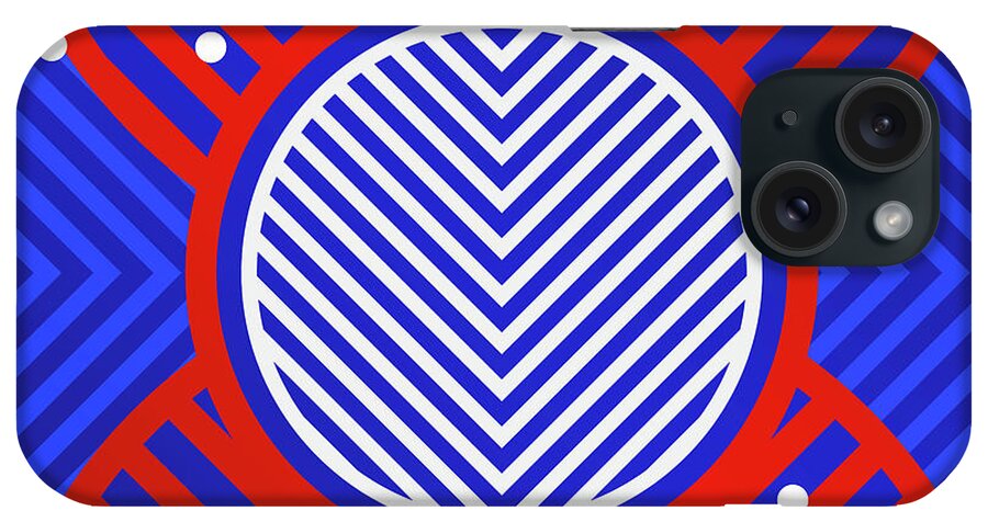 Abstract iPhone Case featuring the mixed media Bold Primary Geometric Glyph Art in Red White and Blue n.0364 by Holy Rock Design