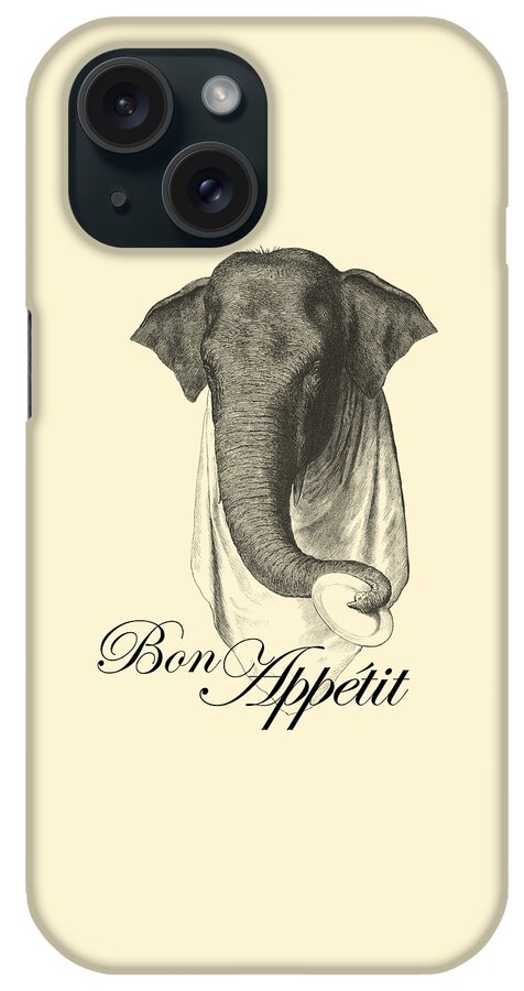 Elephant iPhone Case featuring the digital art Bon Appetit Elephant by Madame Memento