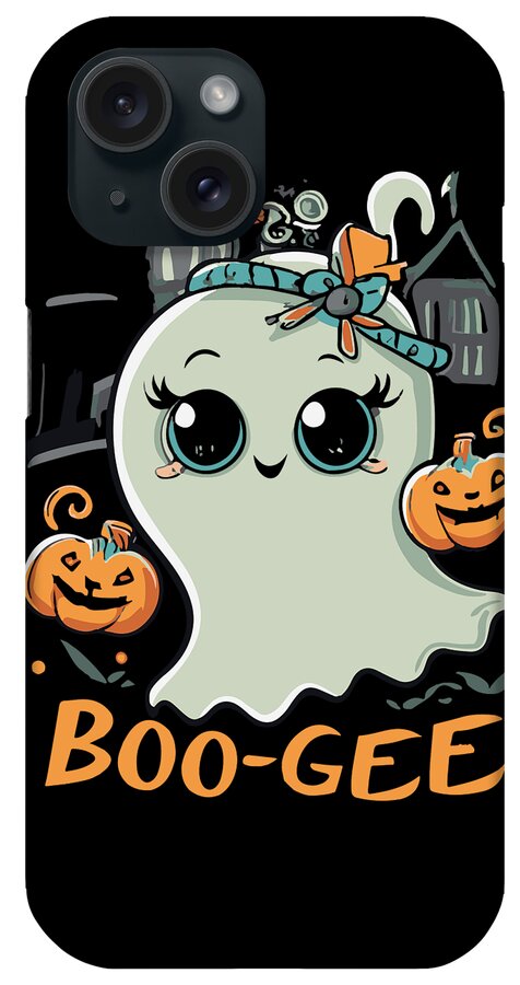 Halloween iPhone Case featuring the digital art Boo Gee Cute Halloween Ghost by Flippin Sweet Gear