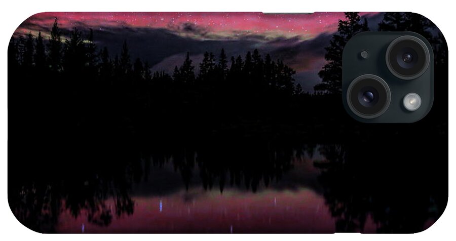 Aurora Borealis iPhone Case featuring the photograph Boot Creek Red Aurora With Incoming Clouds by Dale Kauzlaric