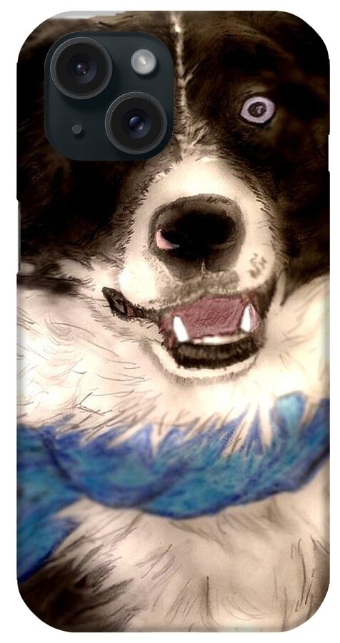 Border Collie iPhone Case featuring the mixed media Sweet Border Collie by Pamela Calhoun