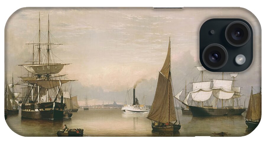 Fitz Henry Lane iPhone Case featuring the painting Boston Harbor by Fitz Henry Lane #1 by Mango Art