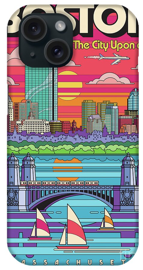 #faatoppicks iPhone Case featuring the digital art Boston Poster - Pop Art - Travel by Jim Zahniser
