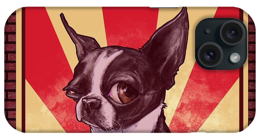 Boston Terrier iPhone Case featuring the drawing Boston Terrier REVOLUTION by John LaFree