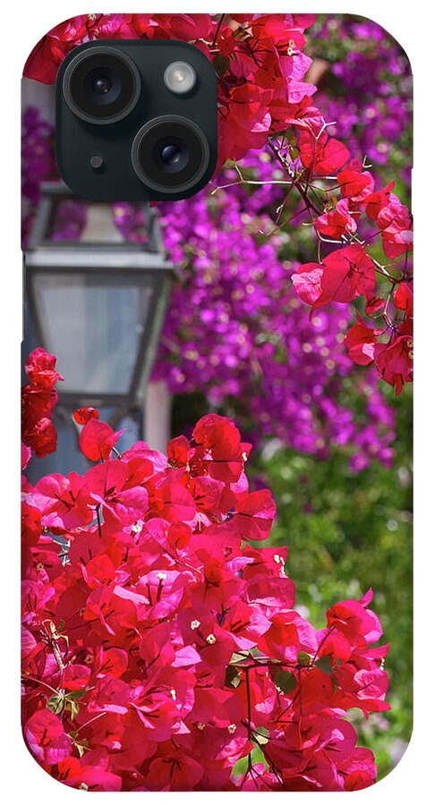 Beautiful iPhone Case featuring the photograph Bougainvillea in bloom and lantern by Jean-Luc Farges