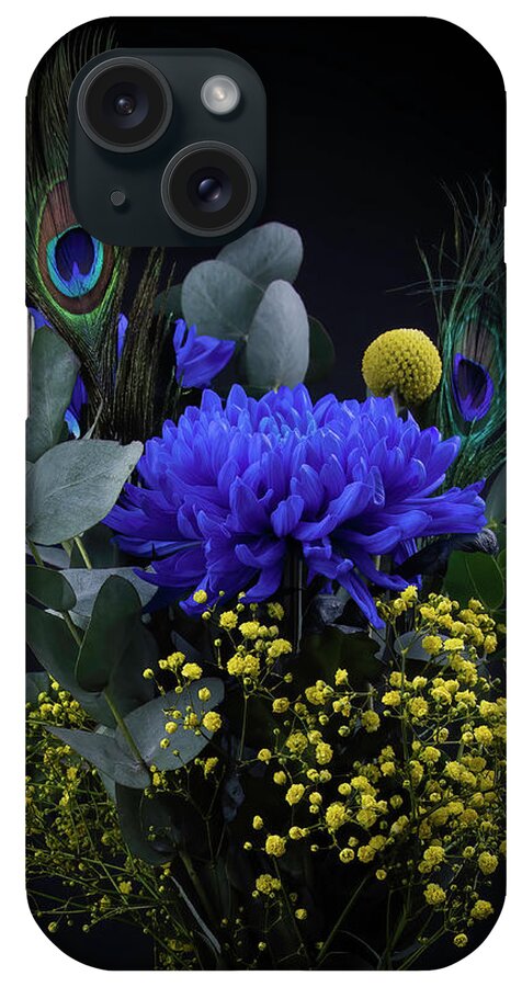 Bouquet Of Flowers iPhone Case featuring the digital art Bouquet Of Flowers Yellow And Blue by Marjolein Van Middelkoop