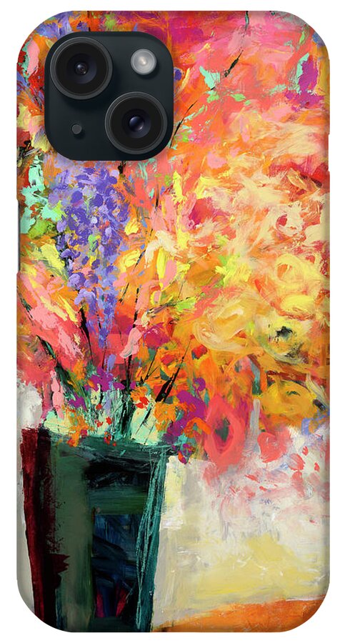Abstract Art iPhone Case featuring the painting Bouquet on Table #2 by Jane Davies