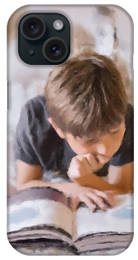 Reading iPhone Case featuring the painting Boy Studying by Gary Arnold