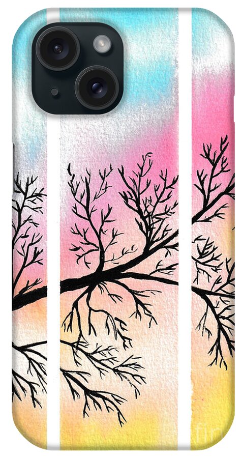 Branch iPhone Case featuring the painting Branch in faded sky by Paola Baroni