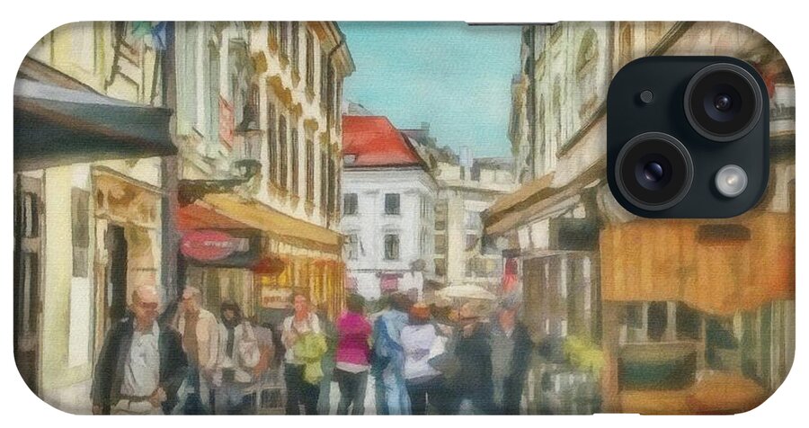 Bratislava iPhone Case featuring the painting Bratislava Street Scene by Jeffrey Kolker