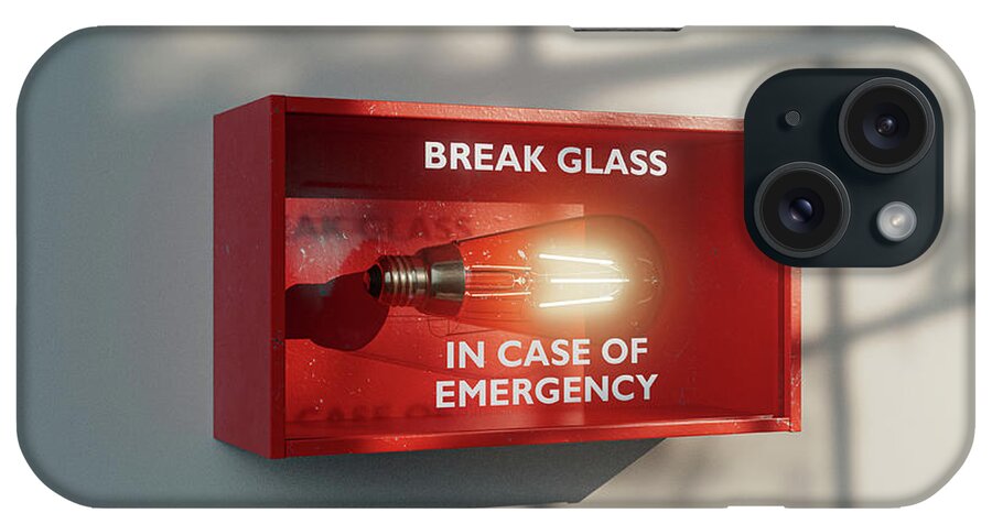 Box iPhone Case featuring the digital art Break In Case Of Emergency Idea by Allan Swart