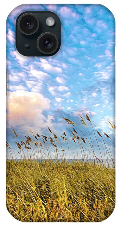 Clouds iPhone Case featuring the photograph Breezy Beach Autumn Grasses by Debra and Dave Vanderlaan
