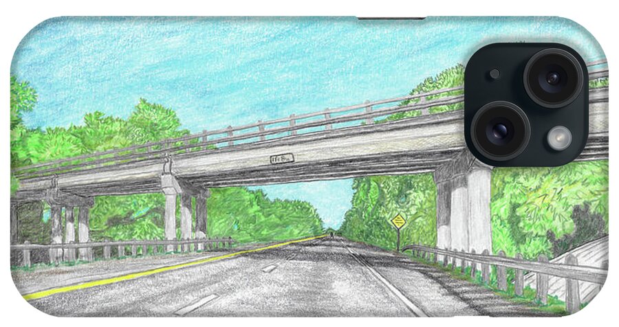 Bridge iPhone Case featuring the drawing Bridge Crossing Highway by Teresamarie Yawn