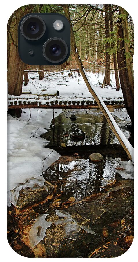 Bridge iPhone Case featuring the photograph Bridge Over Winter Stream I by Debbie Oppermann