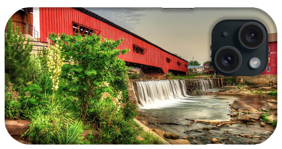Bridgeton Mill Art iPhone Case featuring the photograph Bridgeton Mill and Covered Bridge by Gregory Ballos