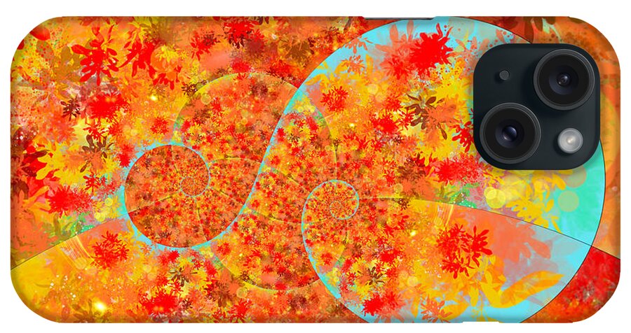 Bright iPhone Case featuring the digital art Bright Autumn Day Abstract Spiral 4 by Eileen Backman