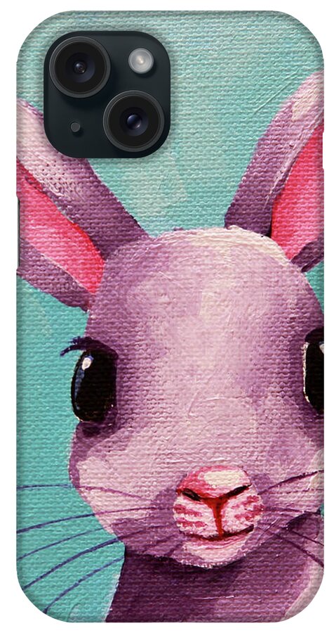 Rabbit iPhone Case featuring the painting Bright Eyed Bunny by Lucia Stewart