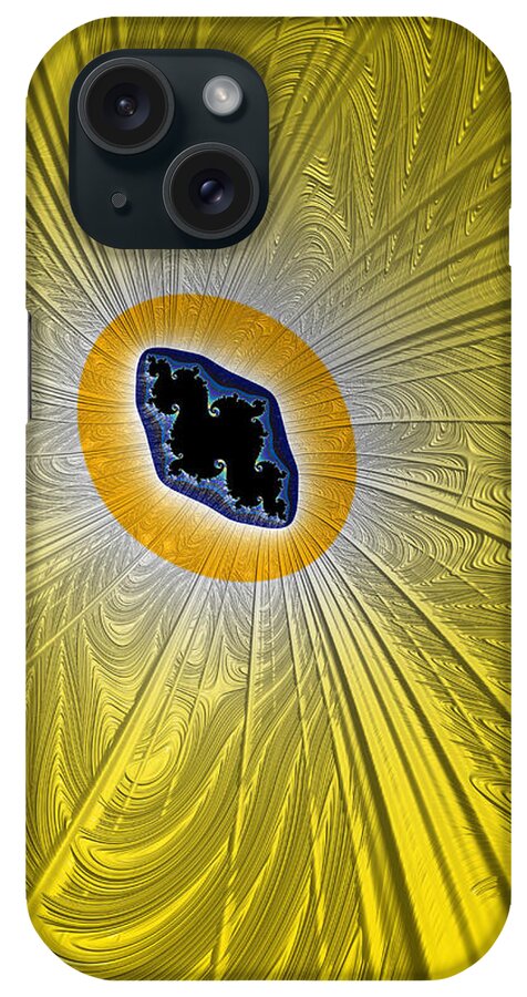 Bright iPhone Case featuring the digital art Bright Golden Yellow Shining Fractal Sun by Shelli Fitzpatrick