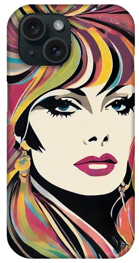 Brigitte Bardot iPhone Case featuring the digital art Brigitte Bardot abstract portrait -1 by Movie World Posters