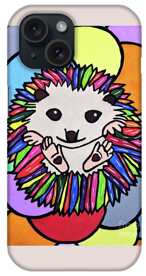 Hedgehog iPhone Case featuring the painting Brillo the Pop Art Hedgehog by Elena Pratt