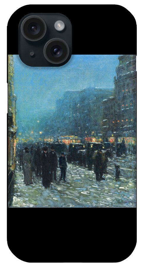 Broadway And 42nd Street iPhone Case featuring the painting Broadway and 42nd Street by Childe Hassam 1902 by Frederick childe Hassam