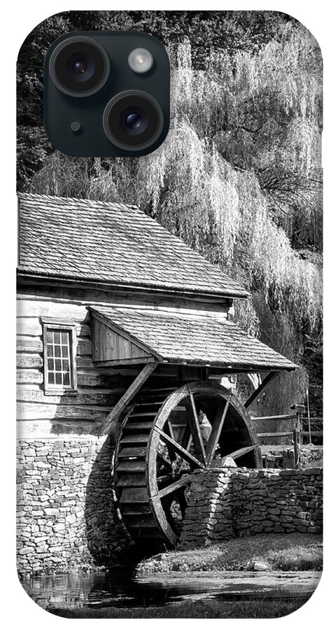 Bucks County Mill In Black And White iPhone Case featuring the photograph Bucks County Mill in black and white by Carolyn Derstine