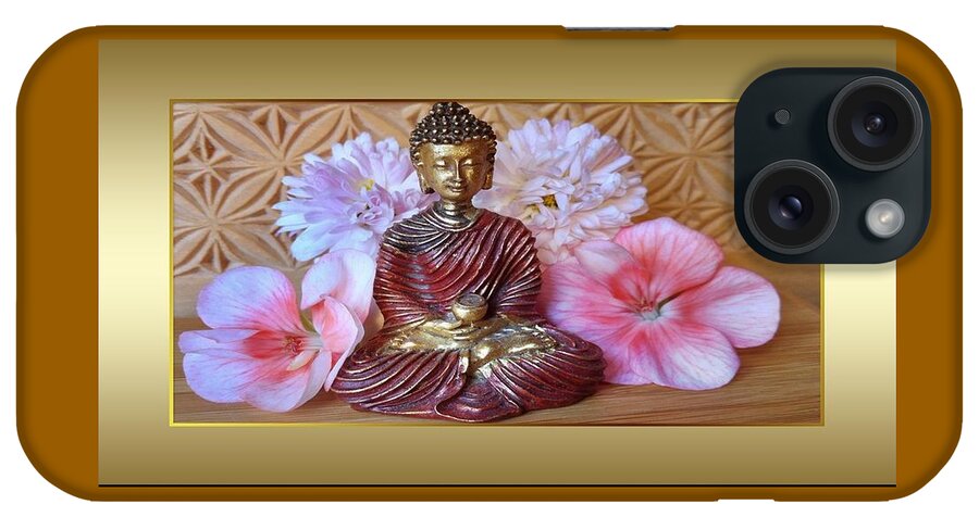 Buddha iPhone Case featuring the photograph Buddha and Flowers by Nancy Ayanna Wyatt