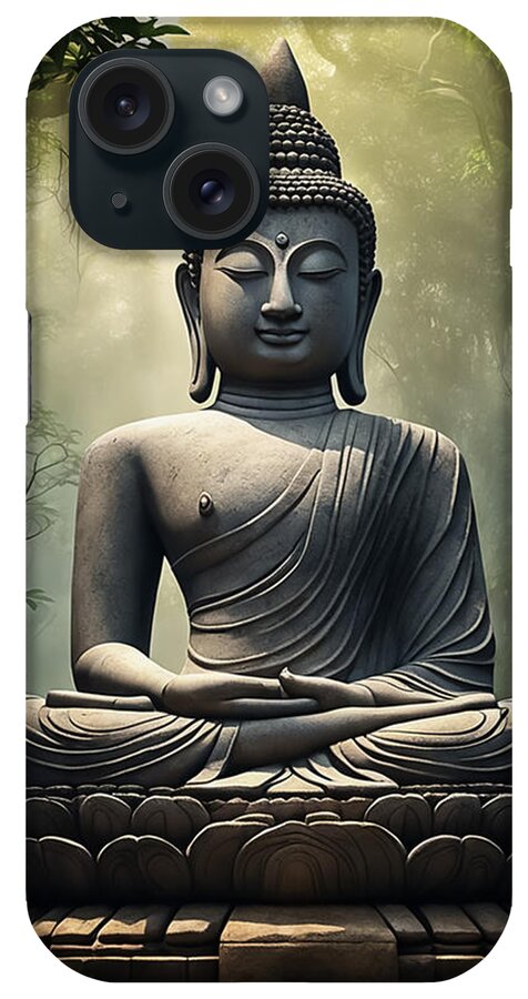 Buddha iPhone Case featuring the digital art Buddha Statue by Manjik Pictures