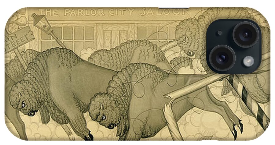 Grant Wood iPhone Case featuring the painting Buffalo Stampede, Savage Iowa, 1923 by Grant Wood