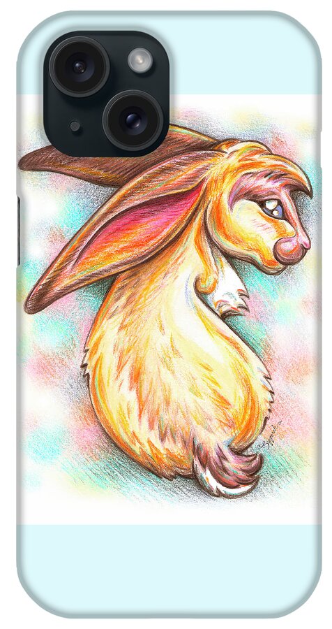  Rabbit iPhone Case featuring the drawing Rabbit in Flowers by Sipporah Art and Illustration