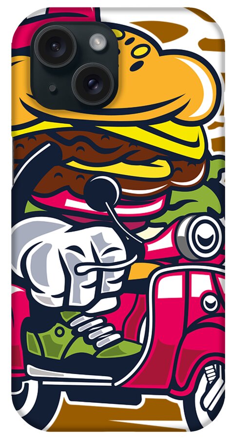 Burger iPhone Case featuring the digital art Burger Rider by Long Shot