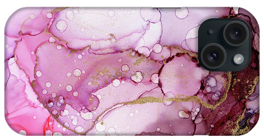 Ink iPhone Case featuring the painting Burgundy Crimson Bubbles Part 2 by Olga Shvartsur