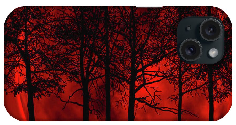 Landscape iPhone Case featuring the digital art Burning Sunset by Teresa Trotter