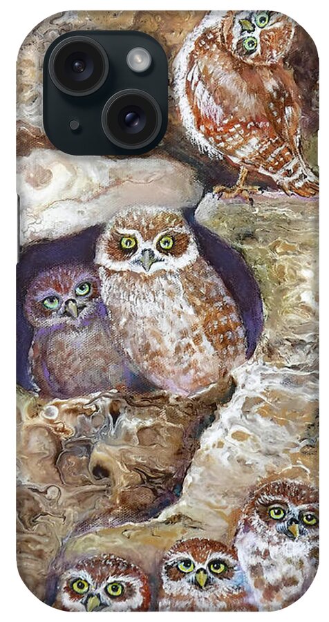 Burrowing Owls iPhone Case featuring the painting Burrowing Owl Family #3 by Pat St Onge